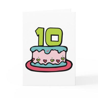 10 Year Old Birthday Cake Card by Birthday_Bash