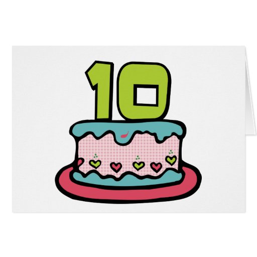 10 Year Old Birthday Cake Greeting Card Zazzle