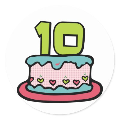10 Year Old Birthday Cake Round Stickers by Birthday_Bash