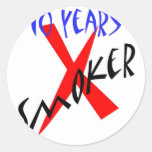 10 Years Red X-smoker Round Sticker