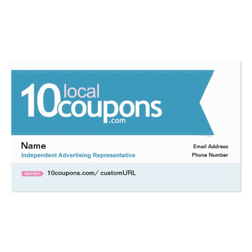 10LocalCoupons.com Business Card (front side)