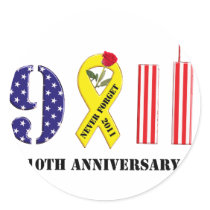 10th Anniversary for 9/11 Round Sticker
