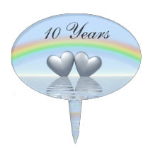 10th Anniversary Tin Hearts Cake Pick