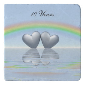 10th Anniversary Tin Hearts Trivets