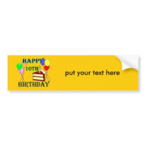 10th Birthday Cake Birthday Design Bumper Sticker