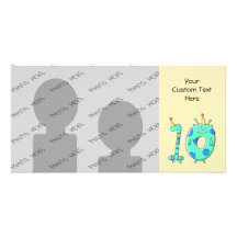 10th Birthday Cartoon, Teal Green and Blue. Photo Greeting Card