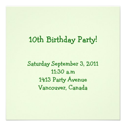 10th Birthday Invitation