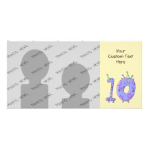 10th Birthday Party Cartoon Creatures. Photo Greeting Card