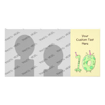 10th Birthday Party Cartoon - Green. Picture Card