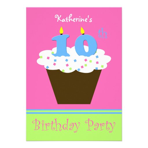 10th Birthday Party Invitation -- 10 Candles