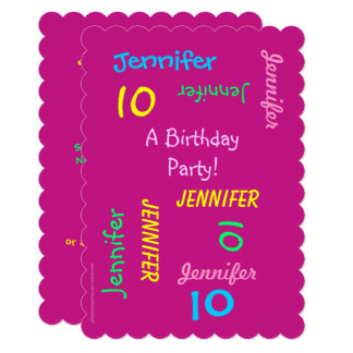 birthday invitation invitations 10th names pink announcements