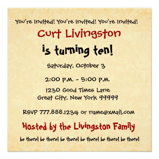 10th Birthday Party Modern Red and Black Invite