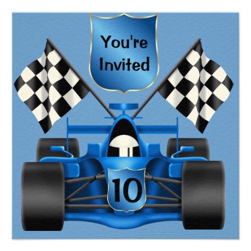 10th BIRTHDAY Race Car Invitation