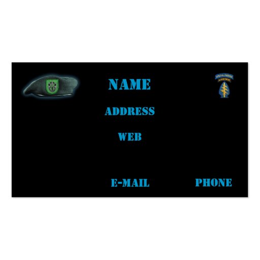10th special forces group vets flash business Card (back side)