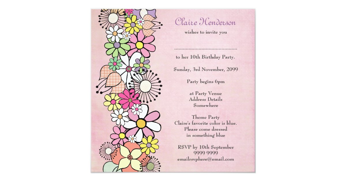10th birthday invitation