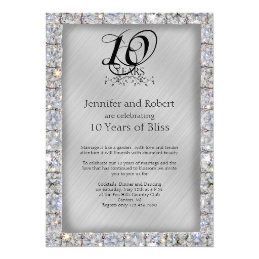 10th Tin and Diamond Wedding Anniversary Announcements