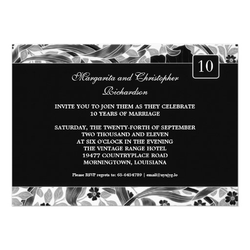 10th wedding anniversary invitations damask