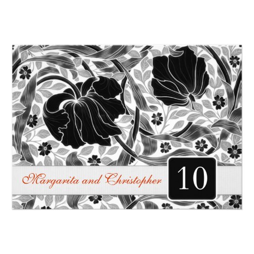 10th wedding anniversary invitations damask (front side)