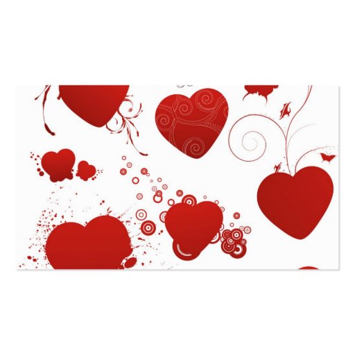 110 red heart shapes swirls wings butterflies business card template (back side)