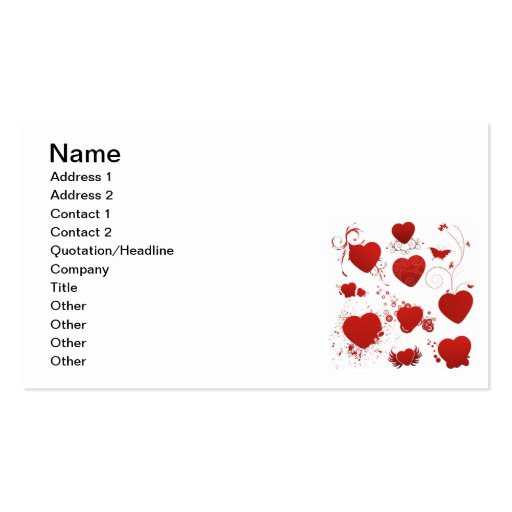 110 red heart shapes swirls wings butterflies business card template