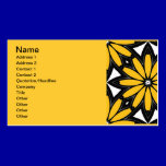 1119 RETRO BLACK ORANGE YELLOW VECTOR FLOWER WHITE business cards