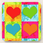 111 COLORFUL GRUNGE HEARTS SQUARES PATTERNS RED BL cork coasters