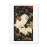 11. 老松白鶏図, 若冲 Pine-tree &amp; White Chickens, Jakuchū Postcards