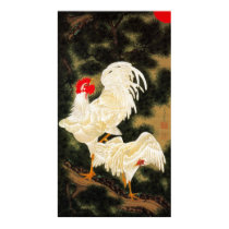 11. 老松白鶏図, 若冲 Pine-tree & White Chickens, Jakuchū Posters