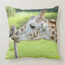 #11-Giraffe kissing ostrich Pillows