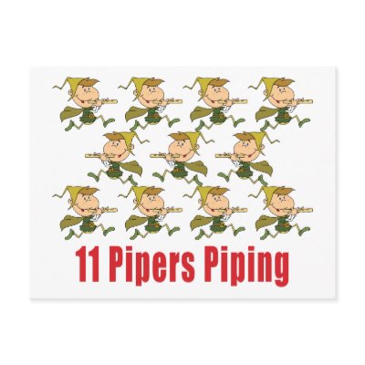 11 Pipers Piping Postcards by cutechristmas
