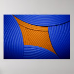 11 Single Blue & Orange Abstract Diamond Print