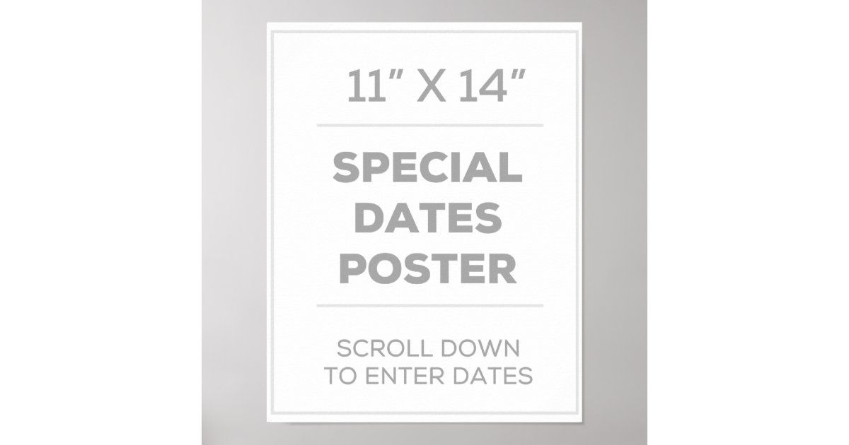 11" x 14" Special Dates Poster Zazzle