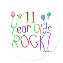 11 Year Olds Rock ! Round Stickers