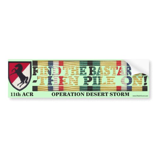 11th ACR Desert Storm "Pile On" Blackhorse Sticker Bumper Sticker