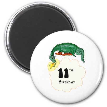 11th Birthday Dragon Refrigerator Magnets