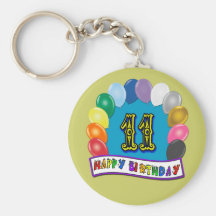 11th Birthday Gifts with Assorted Balloons Design Key Chains