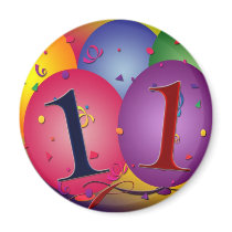 11th Birthday Party Balloon Decorations Fridge Magnet