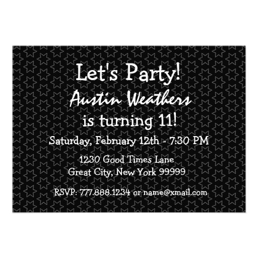 11th Birthday Party Modern Red Black and White Announcements