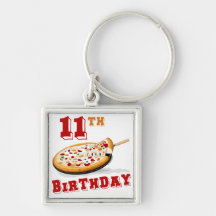 11th Birthday Pizza party Keychains