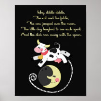 11x14 Hey Diddle Diddle Rhyme Kids Room Wall Art Print