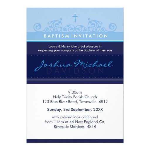 125 suzi CUSTOM BAPTISM INVITE elegant navy blue