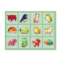 12 Animals Postcard(Customizable) -horizontal