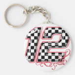 12 auto racing number keychains