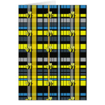 12.Black and Yellow Plaid Bumble Bees Design Cards