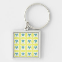12__couple-set-paper3 PASTEL YELLOW BLUE WHITE FLO Keychain