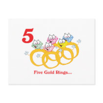 12 days five gold rings postcards