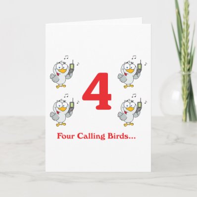 12 days four calling birds greeting cards