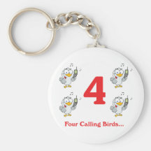 12 days four calling birds keychain