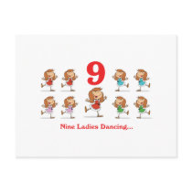 12 days nine ladies dancing post card