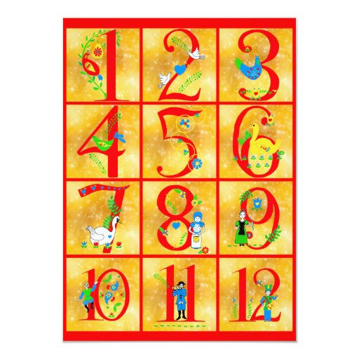 12 days of christmas song folk art numbers card zazzle 12 days of christmas song folk art numbers card zazzle